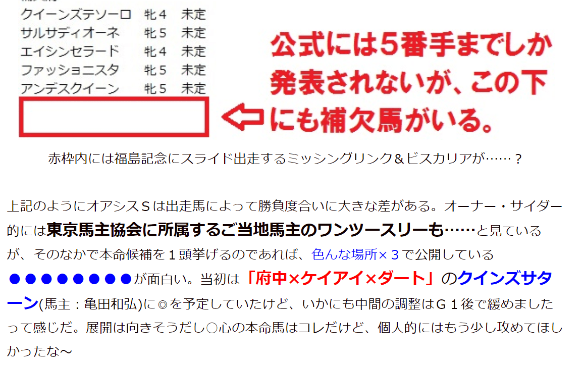小宮城の馬主馬券術～オーナー・サイダー～ 本命馬 予想