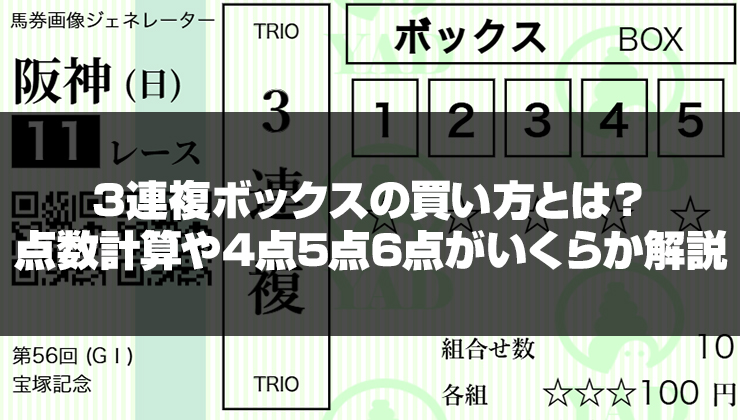 3連複ボックスの買い方とは？点数計算や4点5点6点がいくらか解説
