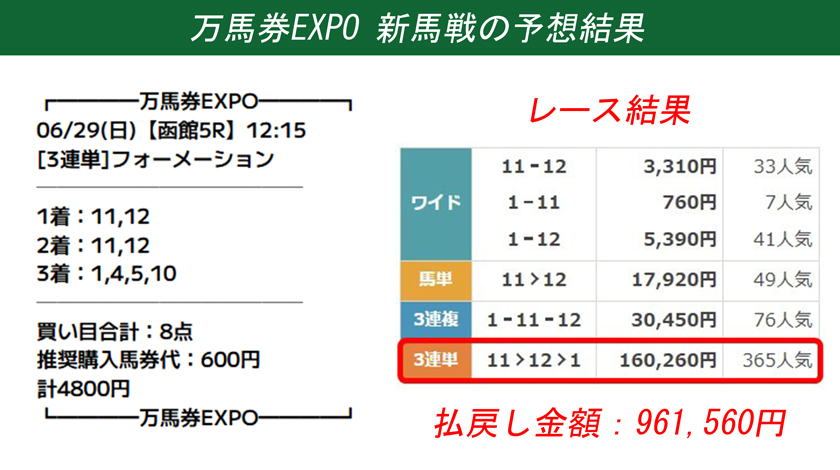 万馬券EXPOの新馬戦予想