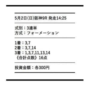 5月2日阪神9R 有料情報