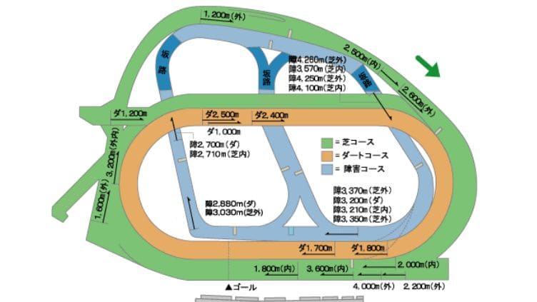 中山競馬場ダートコースの距離別の特徴