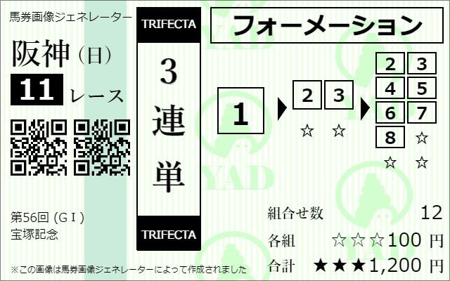 三連単フォーメーション1頭1・2頭2-3・3頭2-3-4-5-6-7-8