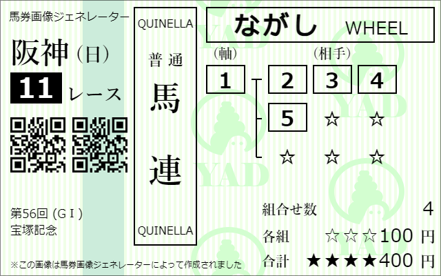 馬連1軸4頭流し