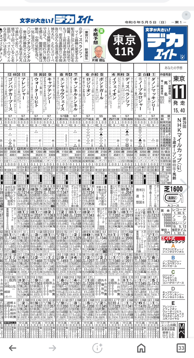 スマホ版競馬新聞エイトを利用した参考画像