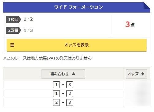 ワイドフォーメーション3頭3点