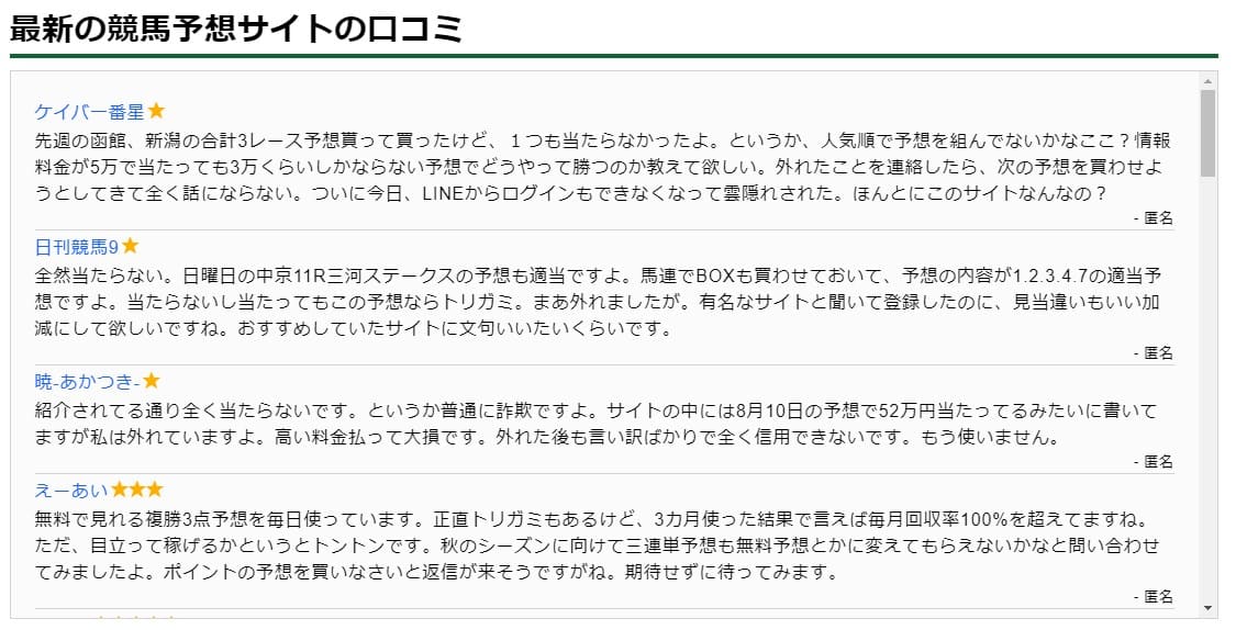 競馬予想サイト口コミ一覧