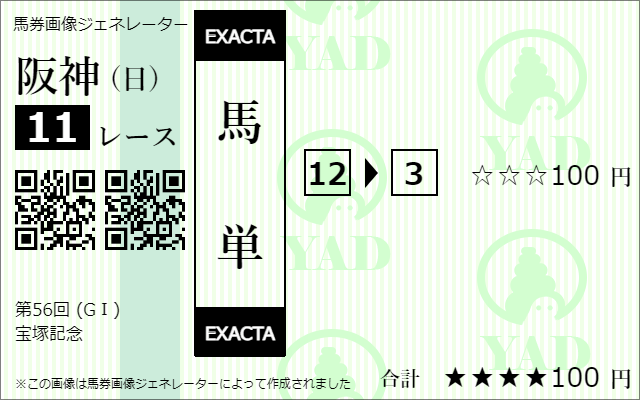 馬単の馬券ジェネレーター画像