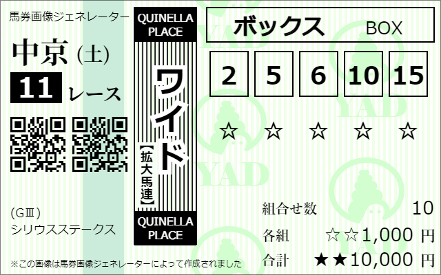 うまスグ！無料予想検証2回目 馬券画像