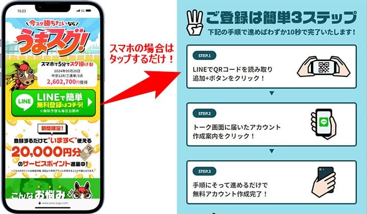 うまスグ！LINE登録画面の説明