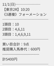 縁 2025年11月01日東京2R 無料予想