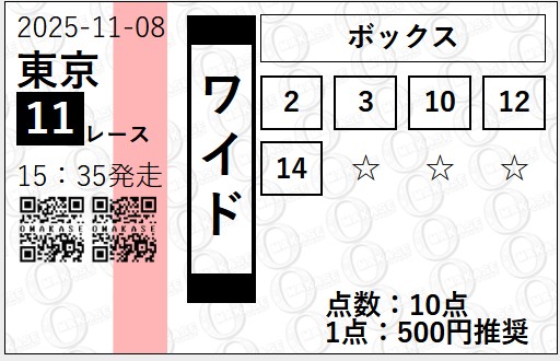 OMAKASE 2025年11月08日東京11R 無料予想