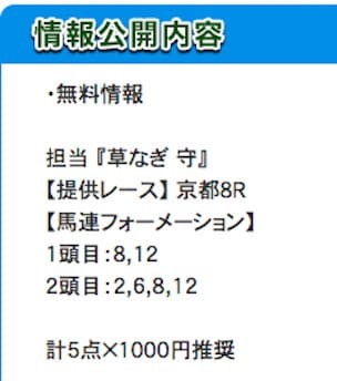 チェインの無料予想の買い目　2019年02月03日京都8R