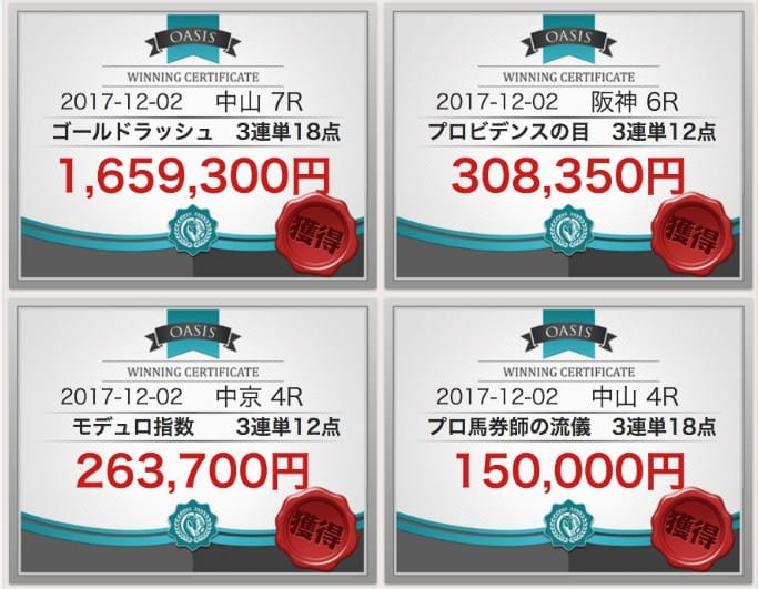 オアシスの的中実績の画像