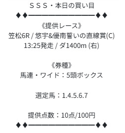 トリプルエス 2026年1月23日笠松6R　無料予想
