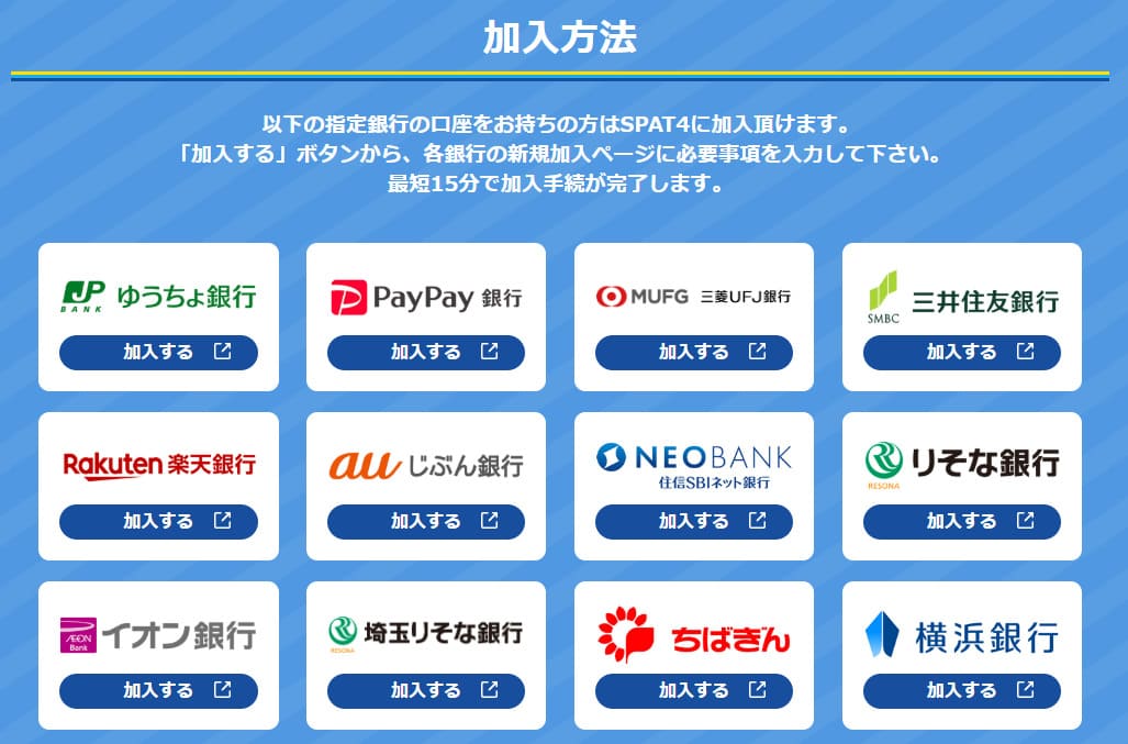 利用する銀行を選択・連携