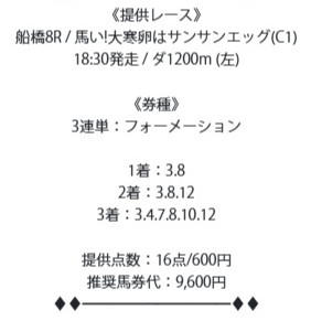 トリプルエス　2026年1月19日船橋8R　有料予想