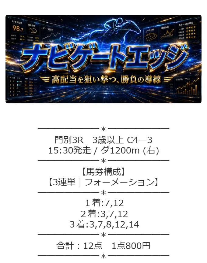 バクガチ　有料予想　ナビゲートエッジ