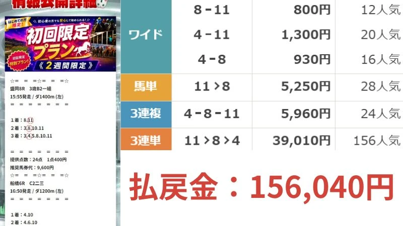2026年6月29日盛岡8R レース結果 画像
